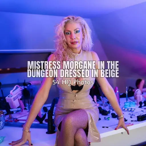 [S011] Mistress Morgane in Beige Vinyl Dress